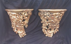 French Italian Antique Pr Giltwood Gesso Wall Bracket Shelve 18 19th Cent 17 