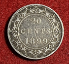 Newfoundland 20 Cents 1899 Large 99 Silver Coin Km 4 T11750