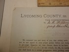 1882 Lycoming County Commonwealth Pennsylvania Subpoena Court Document Paper