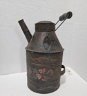 Antique Mining Miners Blasting Powder Can   2 Caps Hand Painted Read -vid