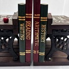 Vtg Enesco School Daze Wooden Bookends Miniature Desks Reading Writing History