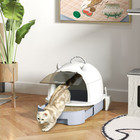 Pawhut Cat Litter Box  Covered Kitty Litter Box With Lid  Scoop  Gray