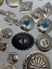 Vintage Western Scarf Slide Concho Button Cover Lot Mixed Silvertone Taiwan 50 