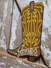 Vintage Jones Boots Porcelain Sign Old Rodeo Cowboy Western Shoe Ranch Cobbler