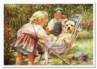 Pretty Little Girl   Boy With Dog Kids Art Kathryn New Modern Postcard