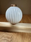 Antique Point Pleat Milk Glass Lightning Rod Ball Wmg Copper Caps