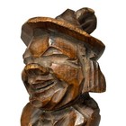 Vintage Hand Carved Brown Wood Bottle Stopper German Man Face Cork Barware