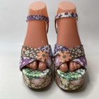 Gb Gianni Binni Ulti-mate Floral Rhinestone Platform Sandals Size 7 5 Retro 70s