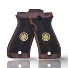 Pistol Grips Fits Beretta   81 84 85 87 Cheetah Walnut Wood Brass Logo