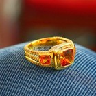 Citrine Cushion Cut With 14k Yellow Gold Ring For Men s  b795  