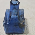 Antique Victorian Shear Lip Colbalt Blue Glass Ink Well  With Pen Rests 