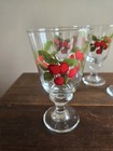 Set Of 4 Vtg Embossed Cherry Design Ice Tea water Goblets Glasses Glassware 