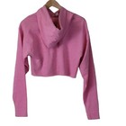 Long Sleeve Cropped Top Hoodie Pink Cut Off M