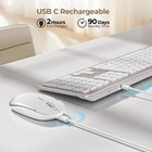 Rechargeable Wireless Keyboard Mouse Combo Ultra Thin Full Size Silver White
