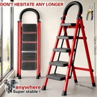 500lb Folding Steel Step Ladder Wide Anti-slip Treads Handrail