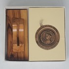 1965 Israel Official State Medal City Of Lod Bronze Coin Olive Wood Stand Exc
