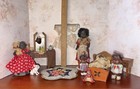     Vintage Black Americana Dollhouse Scene Miniature Dolls Furniture Lot
