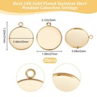 Beebeecraft 1 Box 20pcs 25mm Cabochon Bezel Pendant Settings Real 24k Gold Pl   