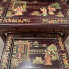 Imported Chinese Nesting Tables  Full Set Of 4  Hand Painted Gilding  Burgandy