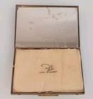 Vtg Fifth Avenue Metal Compact Teal Aqua Floral Design Rectangular