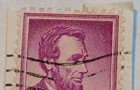 U  S   Postage   Abraham Lincoln   3   Purple Stamp   Posted used   1935   A02