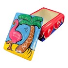 Mexican Ceramic Pottery Covered Trinket Dish Lid Hand Painted Flamingo Palm Tree