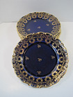 Lindner Kueps  Bavariaa Echt  Cobalt Set Of 7 Salad Plates 7 5  