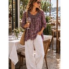 Loft Smocked Floral Blouse     3 4 Sleeve Boho Top   Cottagecore Women s Size M