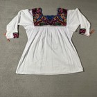 Women s Size Medium White Traditional Mexican Embroidered Blouse