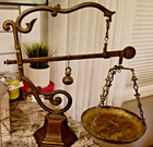 Vintage Brass Mdxl Verdigris Patina 26  Balance Scale And Weights Rare 