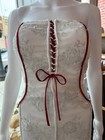 Y2k Demetrios Strapless Lace Wedding Gown With Red Corset Detail     Rare