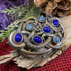 New Pewter Blue Celtic Dragon Brooch Scottish Irish Norse Viking Pin