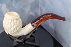 Unsmoked Cao Meerschaum Basket Weave W  Case Bent Egg Hand Shape Pipe Smokey Amb