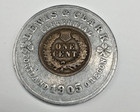1905 Lewis   Clark Centennial Exposition Encased Indian Cent  Lucky Penny