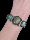 Antique Navajo Turquoise Hand Pulled Wire Sterling Silver Cuff Bracelet Size 6 