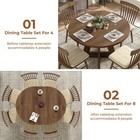 Extendable Round Oval Dining Table For 4-8 With Removable Leaves Space Saving