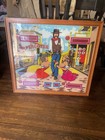 Sharpshooter Pinball Game Backglass Scoreboard Framed 1970   s Art Cowboy Gameplan