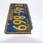 Vintage 1960s Oregon License Plate E46-869 Publicly Owned Blue   Yellow Original