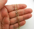 Solid 14k Yellow Gold Box Style Chain Bracelet  Anklet 10 5  Long