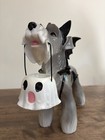 Bat Schnauzer Dog W  Ghost Bucket In Halloween Costume Figure Statue Decor New