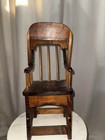 Vintage Solid Wood Doll High Chair - Antique Style Miniature Wooden Toy Chair