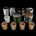 21pc Lot Glass Jars  Containers For Candle Making  5 Stained Glass   8 W  Lids