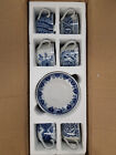  177 Neiman Marcus White Blue 12 Piece 10 Ounce Hand Paint Cups   Saucers Set