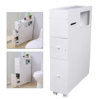 Toilet White Narrow Cupboard Shelf Slim Bathroom Storage Cabinet Floor Standing
