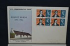 Gb First Day Covers 1966 Robert Burns Set Of 2 With Blocks Of 4