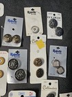 Vtg Lot Buttons Metal New Mixed Sizes Brands 90  Sime On Card Gold   Silver Tone