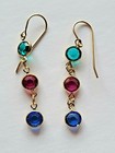 Vintage Swarovski Elements 10k Gold Filled Dangle Earrings Multi Colors Crystals
