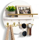 Wall-mounted Key Holder With Shelf   Hooks  Mail Organizer - White Home Decor