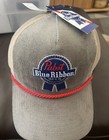 Pabst Blue Ribbon Beer Gray  Brown Cordoroy Mesh Snapback Trucker s Hat  Nwt