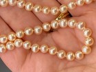 Vintage Cultured Pearl Necklace 14k Yellow Gold Filigree Clasp Knotted 18inches